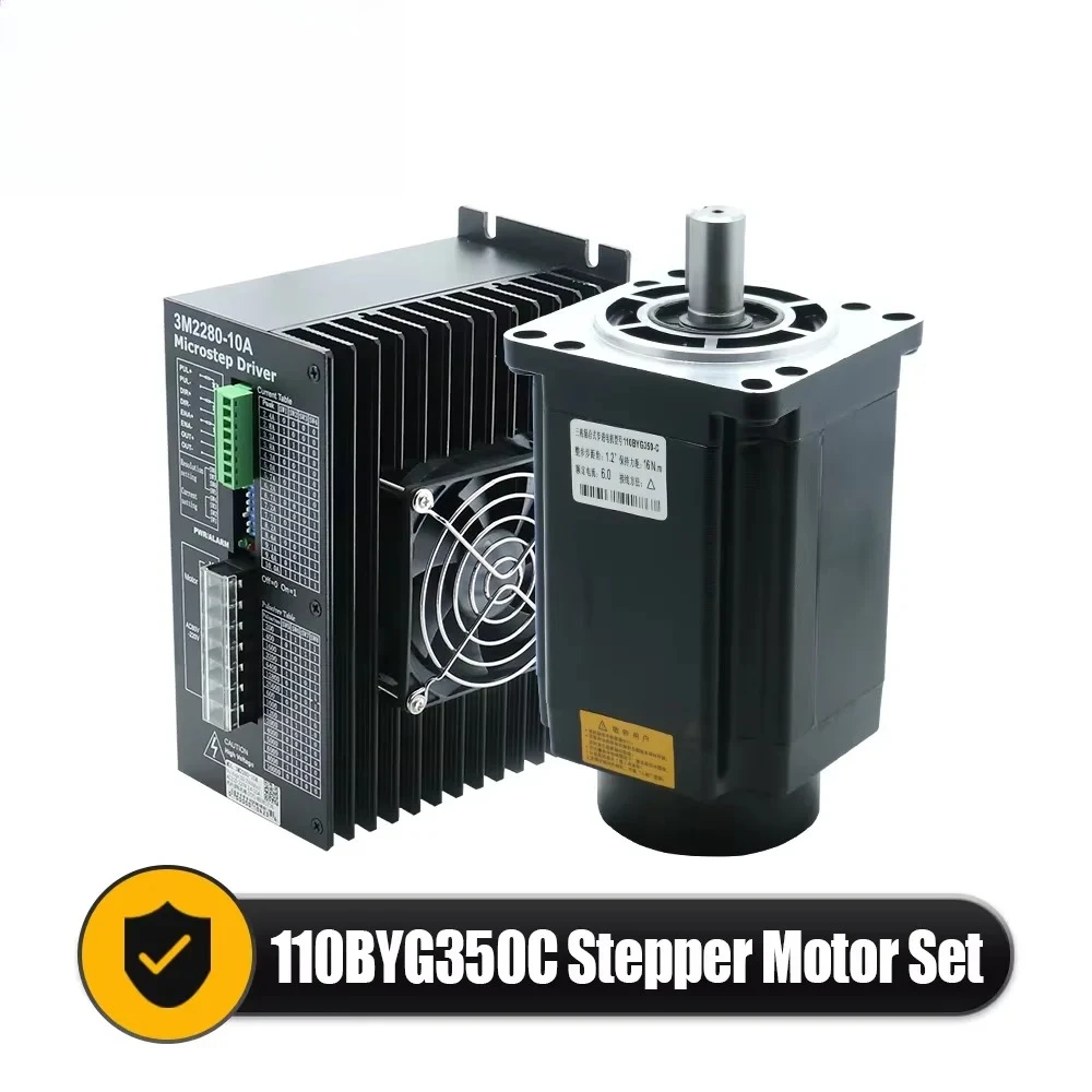3Phase AC Stepper Motor Kit 110mm 16N.m 110BYG350C & 3M2280-10A Driver 220V Hybrid 6A for CNC Router Table Engraving Machine