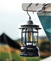 Retro Portable Camping Lantern, Outdoor Kerosene Vintage Lamp, Tent Light for Hiking, Climbing, Yard, USB Rechargeable