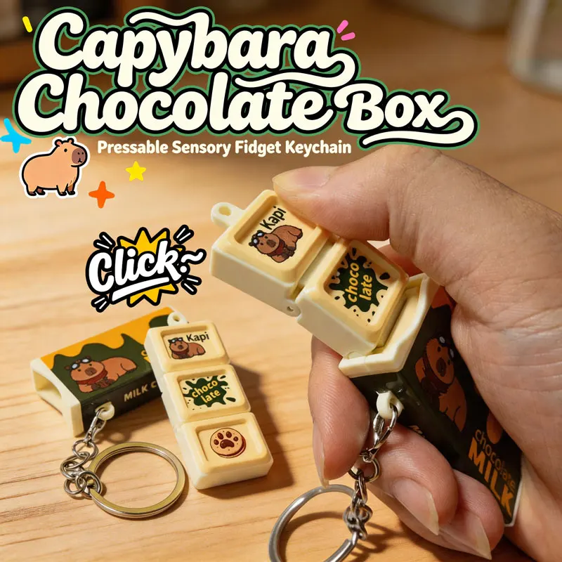 Llavero Sensorial de Capibara con Caja de Chocolate, Colgante Antiestrés Portátil, Juguete de Descompresión, Regalo