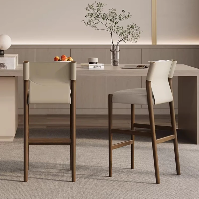 

Деревянный барный стул со спинкой, современный скандинавский высокий барный стул, акцентный элемент для дома, мебель для дома