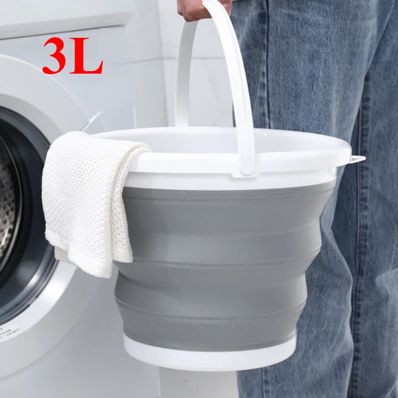 3L olding bucket portable silicone plastic saves space and is durable suitable for travel outdoor activities, and home cleaning