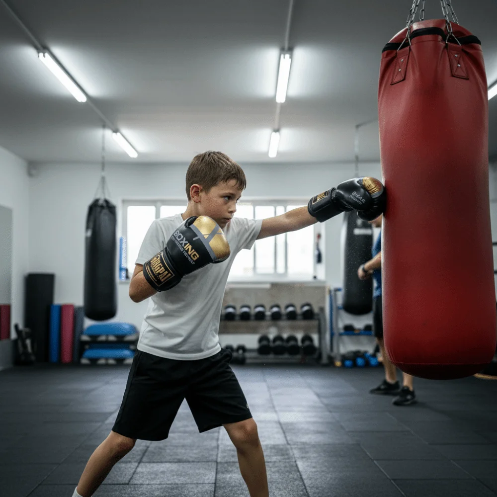

Детские боксерские перчатки из дышащей искусственной кожи с утолщенной подкладкой, профессиональные боевые перчатки, 6 унций, свободный вес