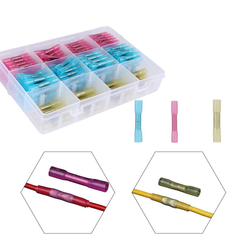 

200 шт. BHT1.25, BHT2, BHT5.5 термоусадочный разъем для проводов, комплект термоусадочных клемм, изолированный водонепроницаемый электрический разъем