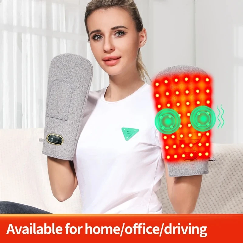 660&850nm Electric Red Light Heating Massage Glove Hand Fingers Wrist Hand Heating Massage and Muscle Relaxation Hand Massager
