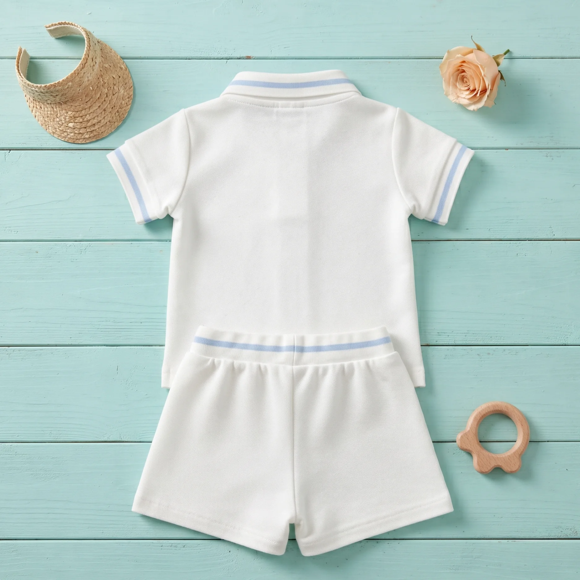Kleinkind Baby Jungen Mädchen 2-teiliges Sommer-Tennisschläger-Set mit Stickerei, Kurzarm-Shirt und Shorts, Neugeborenen-Freizeitkleidung 0-3 Jahre – Detail 4