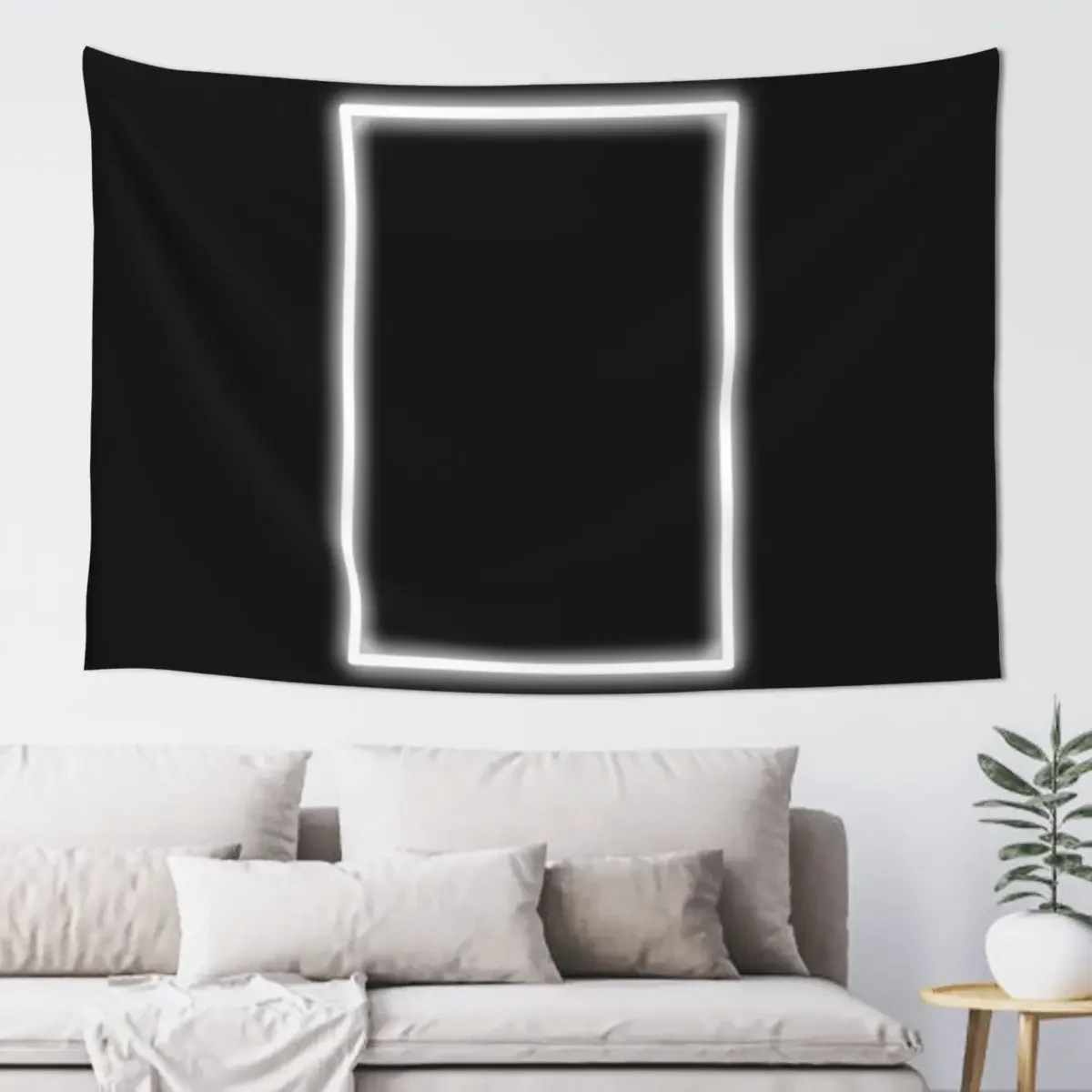 

White Glowing Rectangle Tapestry Art Mural Decoration Aesthetic Tapestry