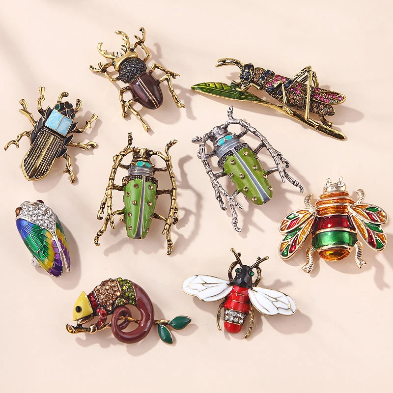 

SHMIK Women Men Bee Beetle Crystal Pearl Brooches Pin Fashion Metal Cute Insect Jewelry Accessoreis Retro Women's Men's Brooch