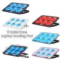 New Foldable Laptop Cooling Pad 5 Angle Adjustable 6 Quiet Fans Cooler Stand with Phone Holder Notebook Stand for 13-18 inch