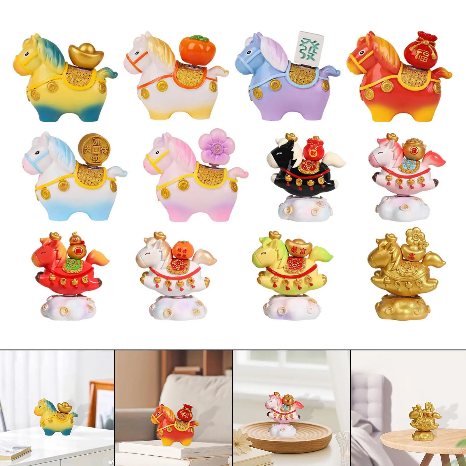 2026 Chinese Horse New Year Decorations Tabletop Ornament Horse Statue Cute Decorative Creative for Bookshelf Entrance