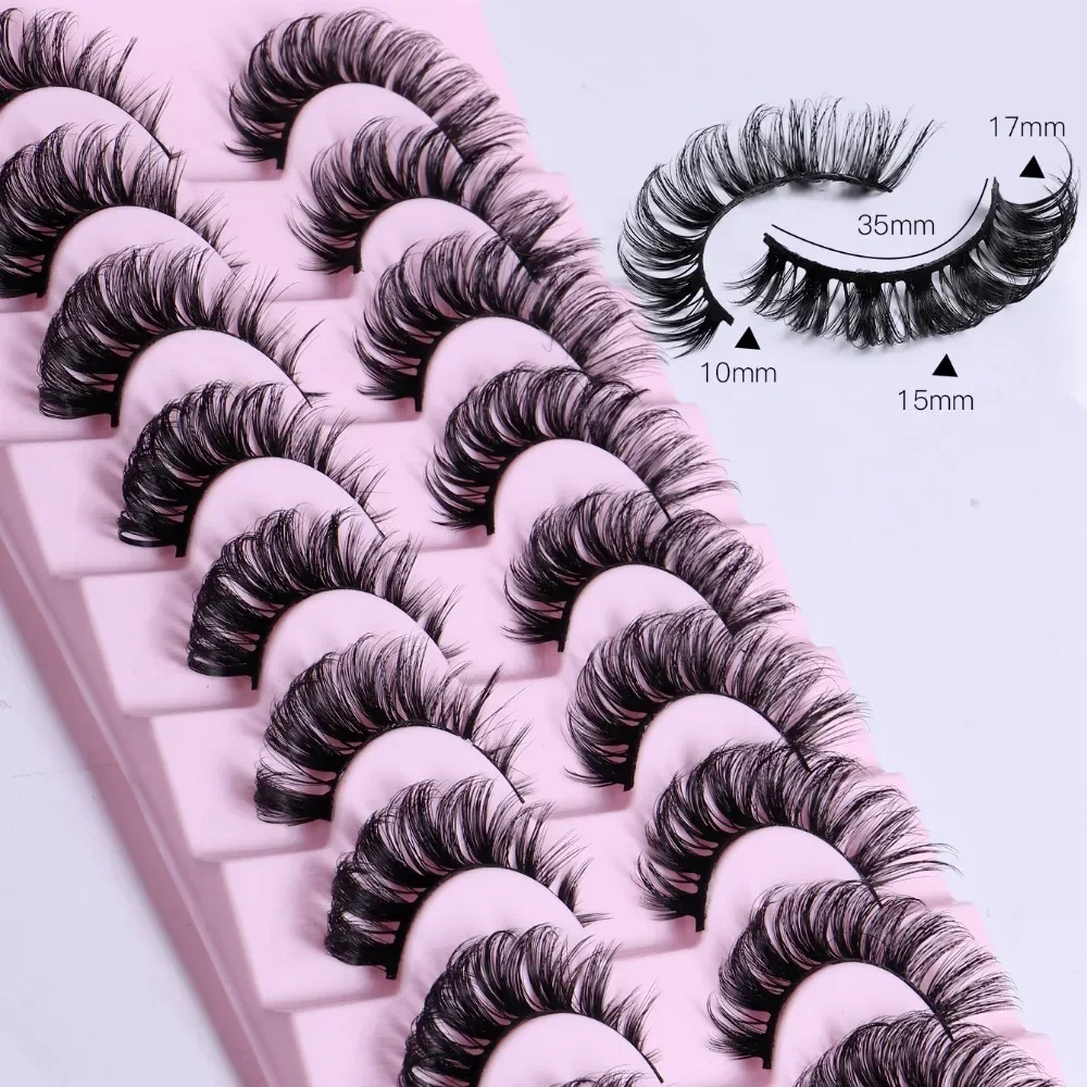 10 Pairs Russian Strip Lashes 3D Fluffy Lashes Natural Eyelashes Dramatic False Eyelashes Extension