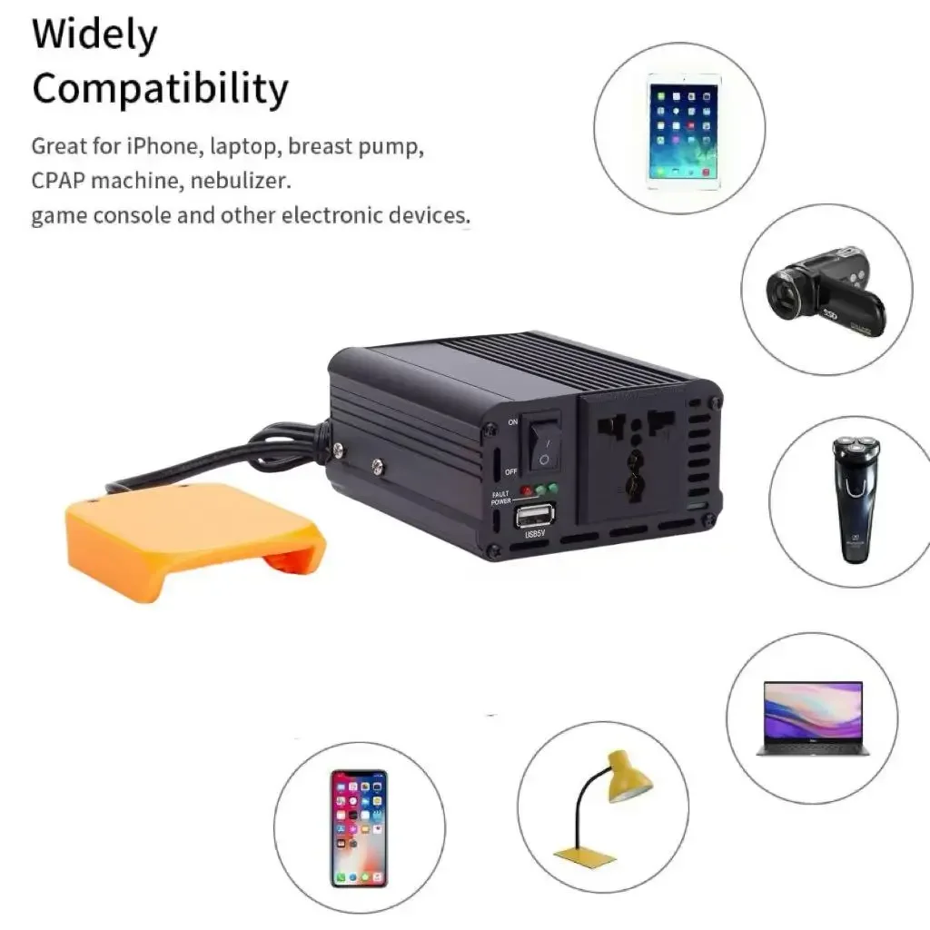 200W Outdoor Indoor Inverter    For Dewalt 18V 20V Lithium Battery Power Tool  Inverter w/USB Adapter Converter (tool only)