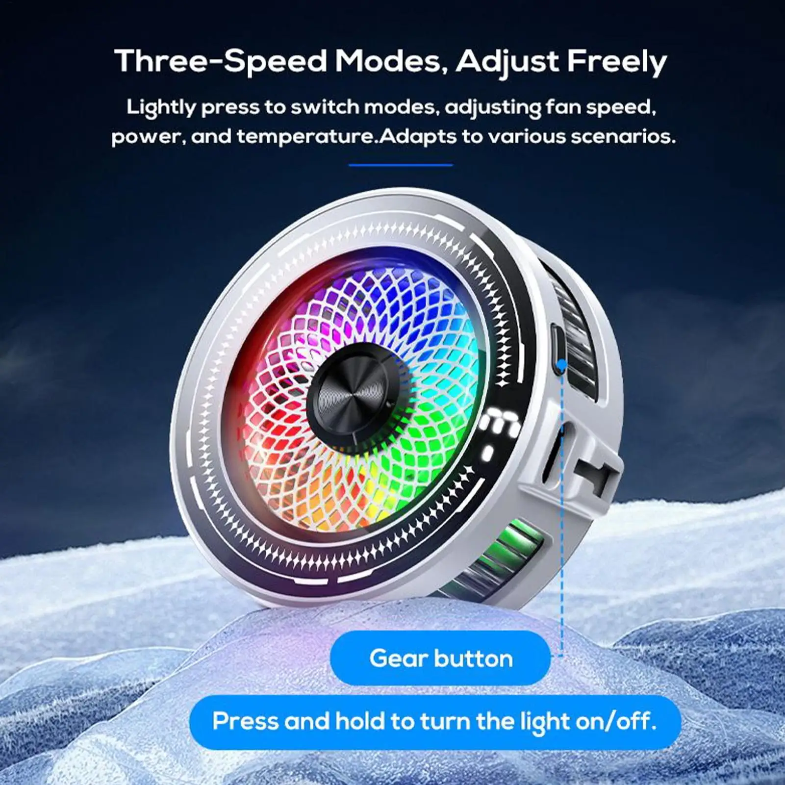 مروحة تبريد للهاتف بمشبك مغناطيسي منخفض الضوضاء 3 مستويات للتحكم في درجة الحرارة مبرد الهاتف اللاسلكي مع شاشة للسيارة الخارجية