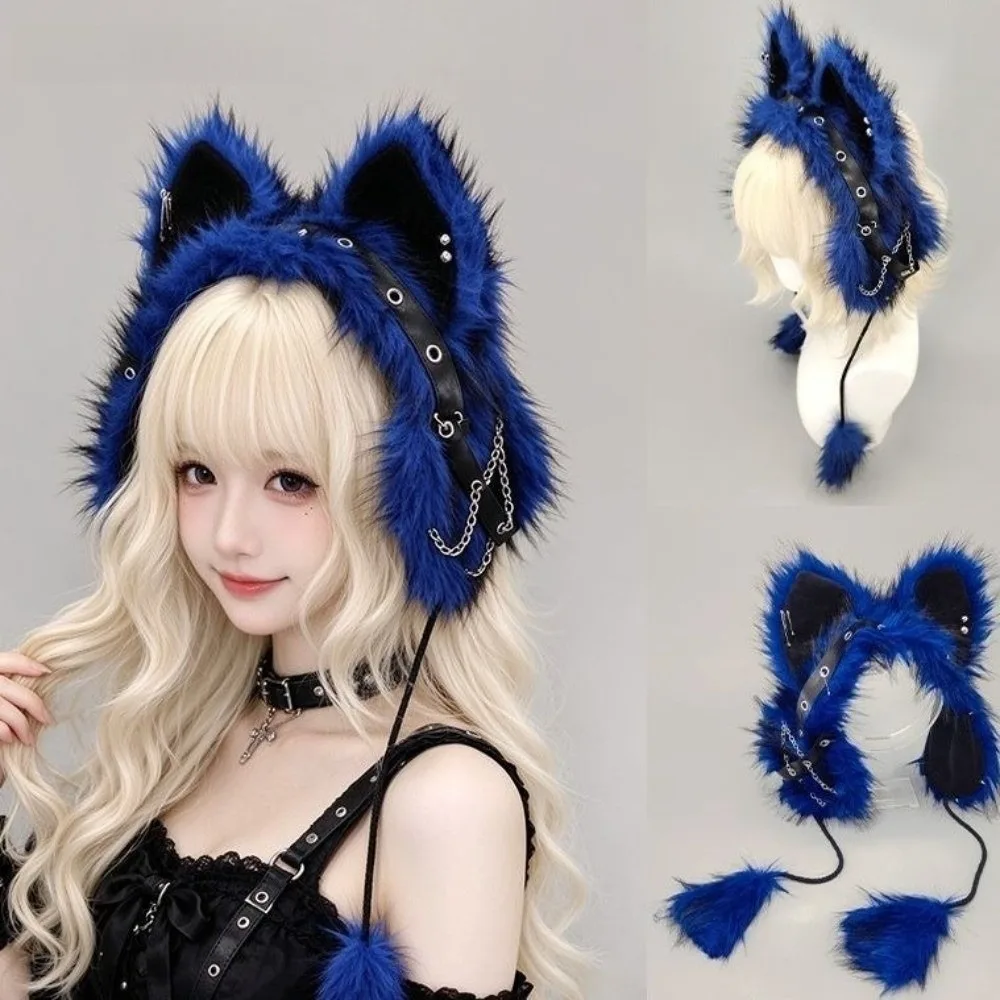 Kawaii Y2K Gothic Cat Ear Earmuffs Thick Warm Wind-proof Fluffy Earmuffs Headwear Cosplay Ear Covers Cosplay Party
