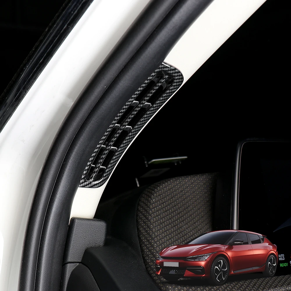 

For KIA EV6 LHD Car Interior A-pillar Carbon Fiber Front Upper Air Conditioner Air Outlet Stripes Cover