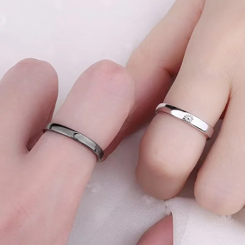 Classic Sun Moon Opening Couple Ring for Women Men 2023 New Trendy Charm Black Star Ring Jewelry Wedding Anniversary Gifts