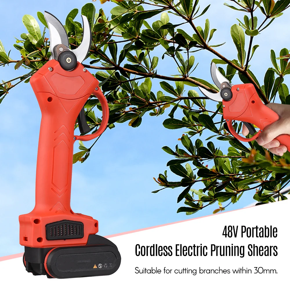 

36V Cordless Electric Pruning Shears Portable Garden Shears Tree Trimmer Branch Cutter with Lithium Battery Adapter
