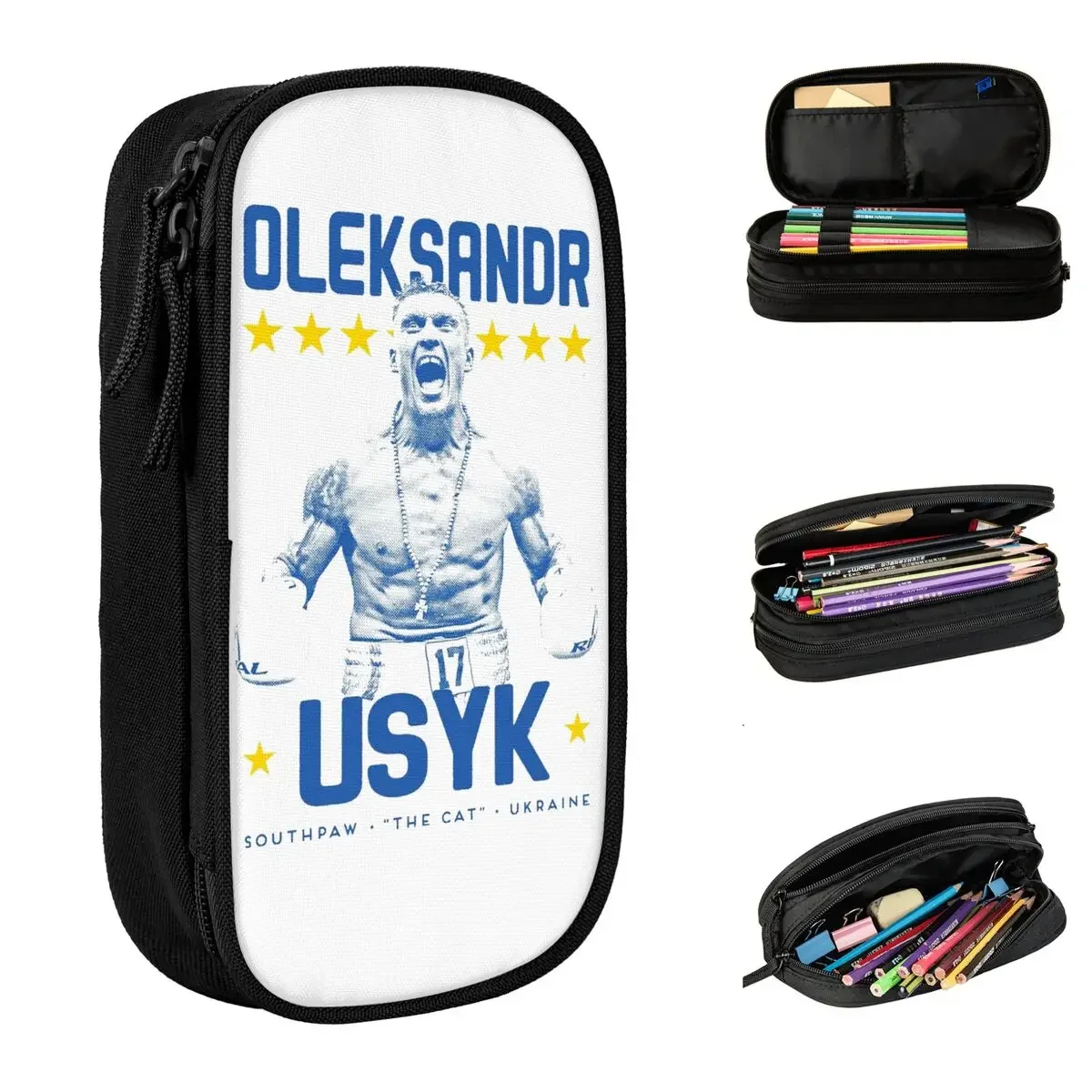 

Lovely Oleksandr Usyk Vintage Boxing Poster Pencil Cases Boxer Pencilcases Pen Box Capacity Bag Office Gift Stationery