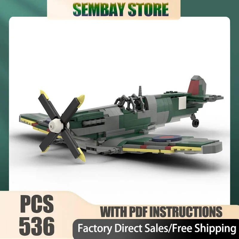 

Fighter Model Moc Building Bricks Modular Supermarine Spitfire Mrk Model Technology Blocks Christmas DIY Toy Construction Gifts