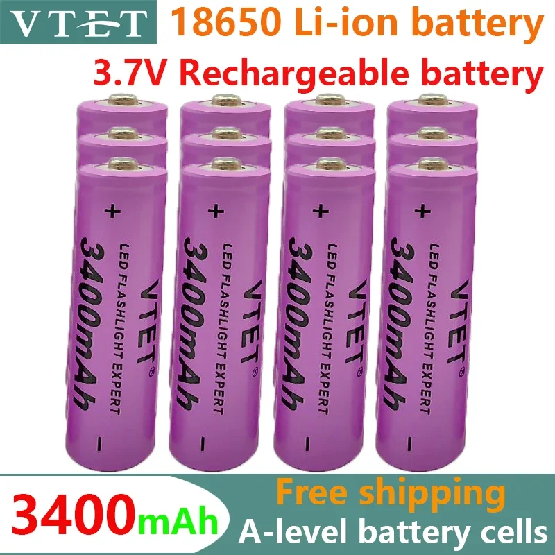 2024 New 18650 Battery Lithium Rechargeable  3400mAh Lithium Battery 3.7 V for Bright Flashlight Toy Rechargeable Battery