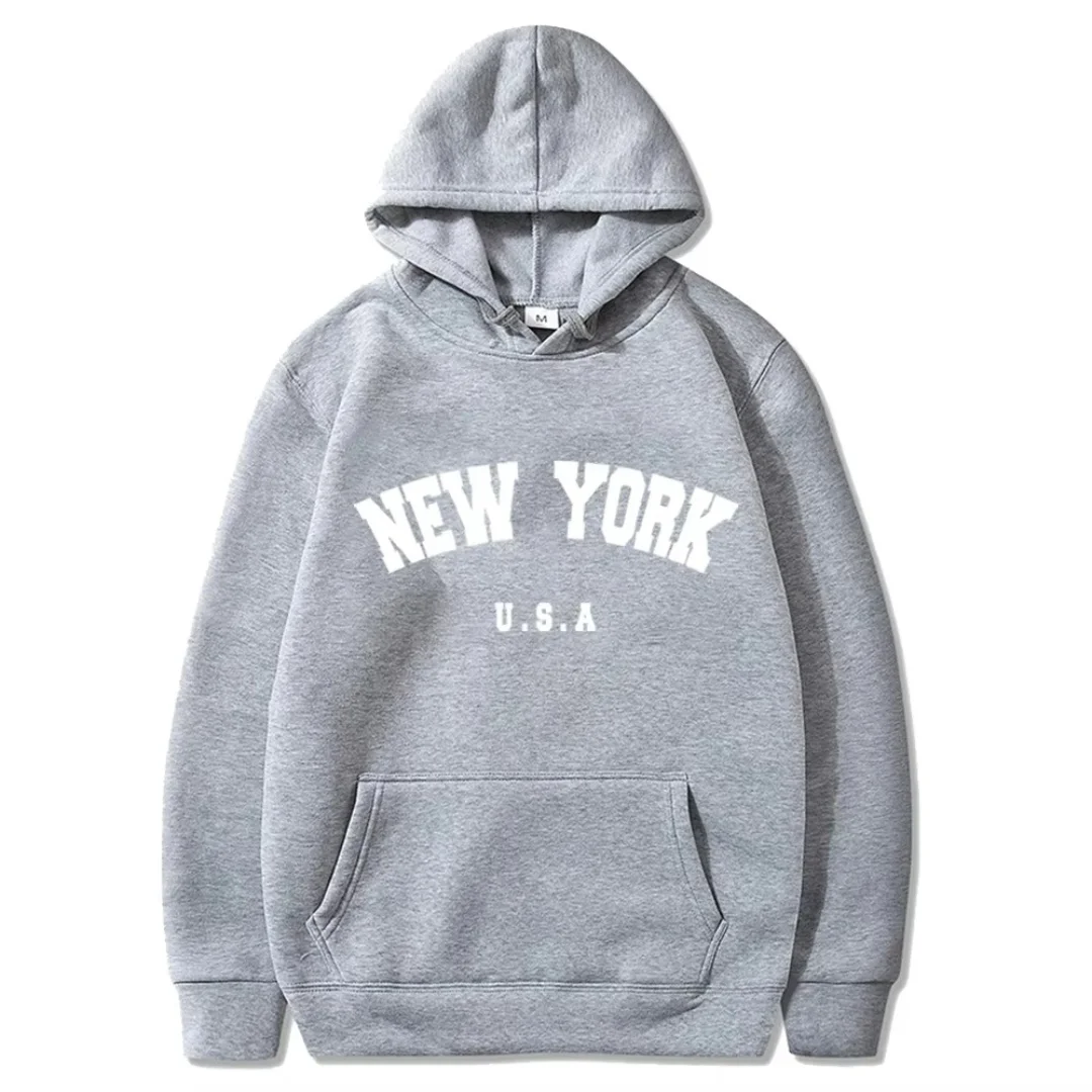Nova york camiseta gráfica com letras puro algodão outono e inverno moda infantil moletom com capuz masculino e feminino y2k