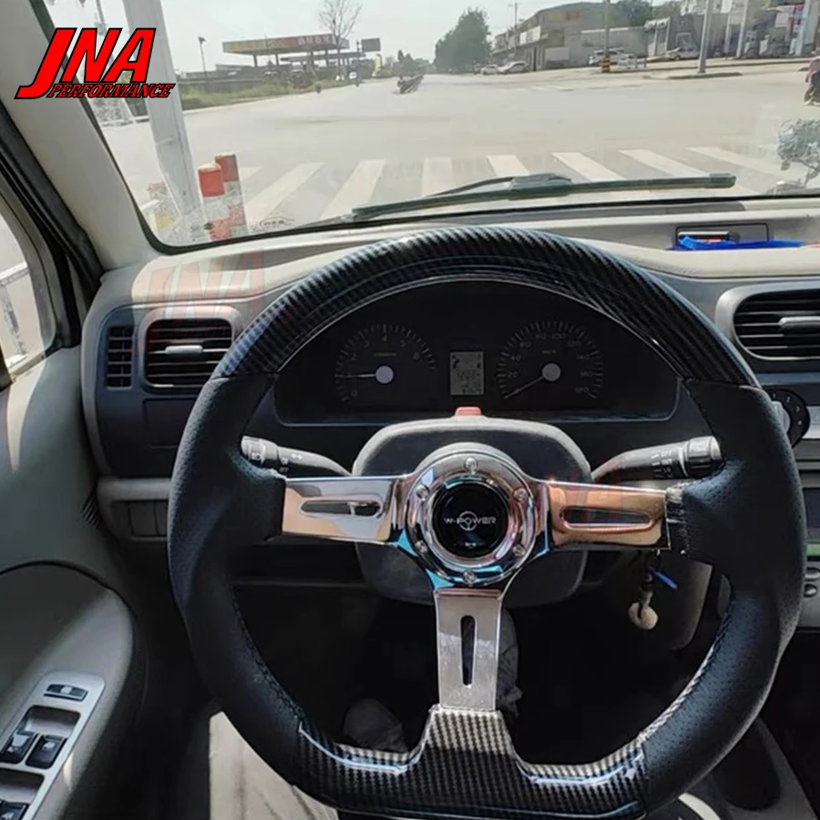 3-Spoke Carbon Film D-Shape Steering Wheel Vintage JDM Deep Dish Racing Steering Wheel PC-ST59