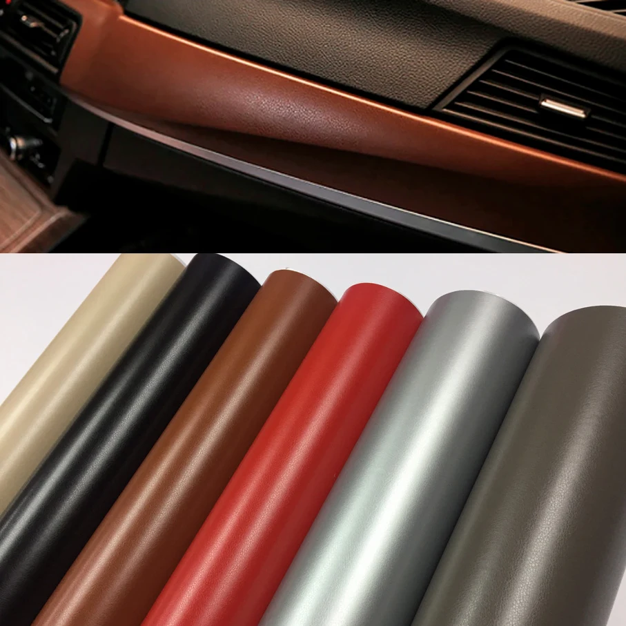 10/20/30/40/50X152CM 3D PVC DIY Car Styling Interior Dashboard Sticker Black Leather Texture Trim Vinyl Wrap Sheet Film Sticker