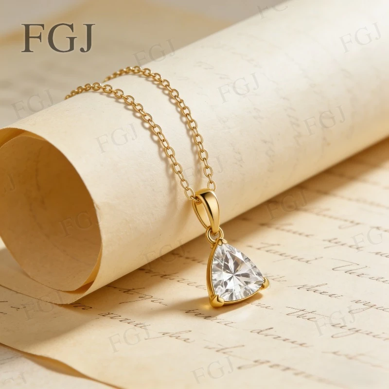 

S925/10K/14K Moissanite Pendant Necklace With GRA Trillion Cut 7x7mm D Color VVS1 Fine Jewelry For Women Anniversary Gifts