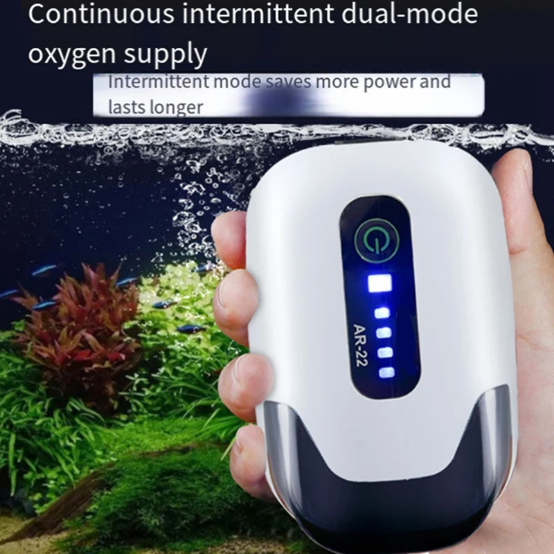 Waterproof Aquarium Oxygen Air Pump Fish Tank Air Compressor Aerator USB Rechargeable Ultra Silent Outdoor Fishing