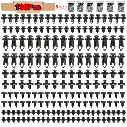 190pcs 자동차 리테이너 클립 6 크기 패스너 자동차 플라스틱 클립 키트 자동 트림 패널 클립 혼합 자동차 바디 범퍼 리벳