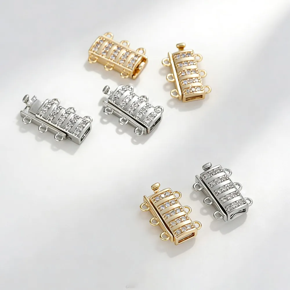1pcs 14K Gold Plated Metal Connector Fastener Clasps Locks with Zircon For DIY Bracelets Necklaces Jewelry Making Accessories view 5