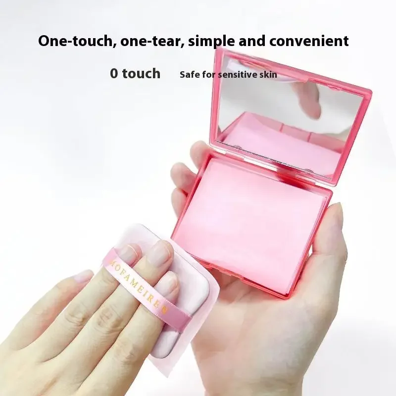 100 Sheets Oil-absorbing Paper With Mirror Case &Puff Portable Oil-holding Bamboo Charcoal Tea Paper For Oily Skin Makeup