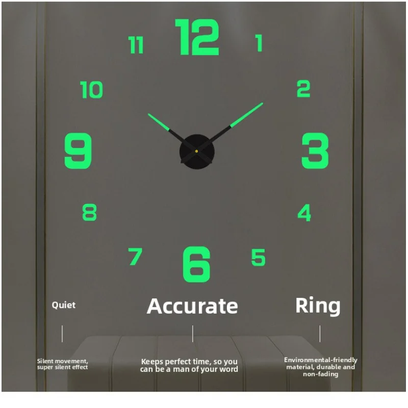 2026 EW Creative Simple Luminous Digital Clock European Style DIY Silent Wall Clock Study Living Room Wall Sticker Clock