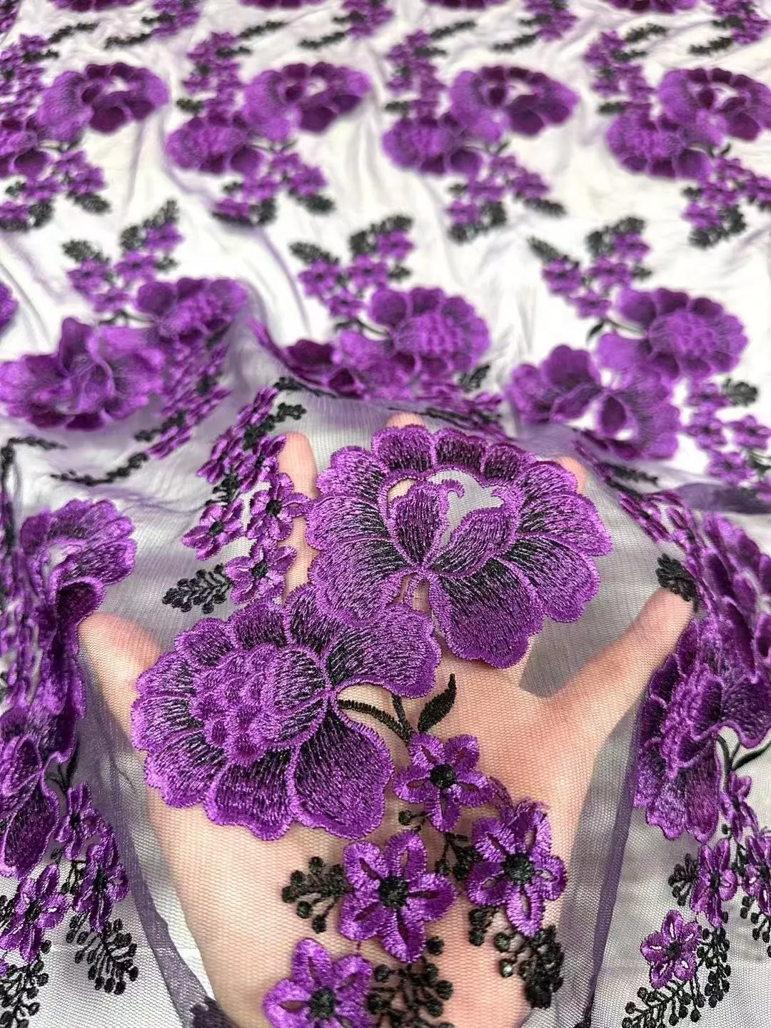 Eligant Ultra Soft Embroidered Mesh Lace Fabric - Wholesale Delicate High Quality For Evening & Party Dresses U_GE3218