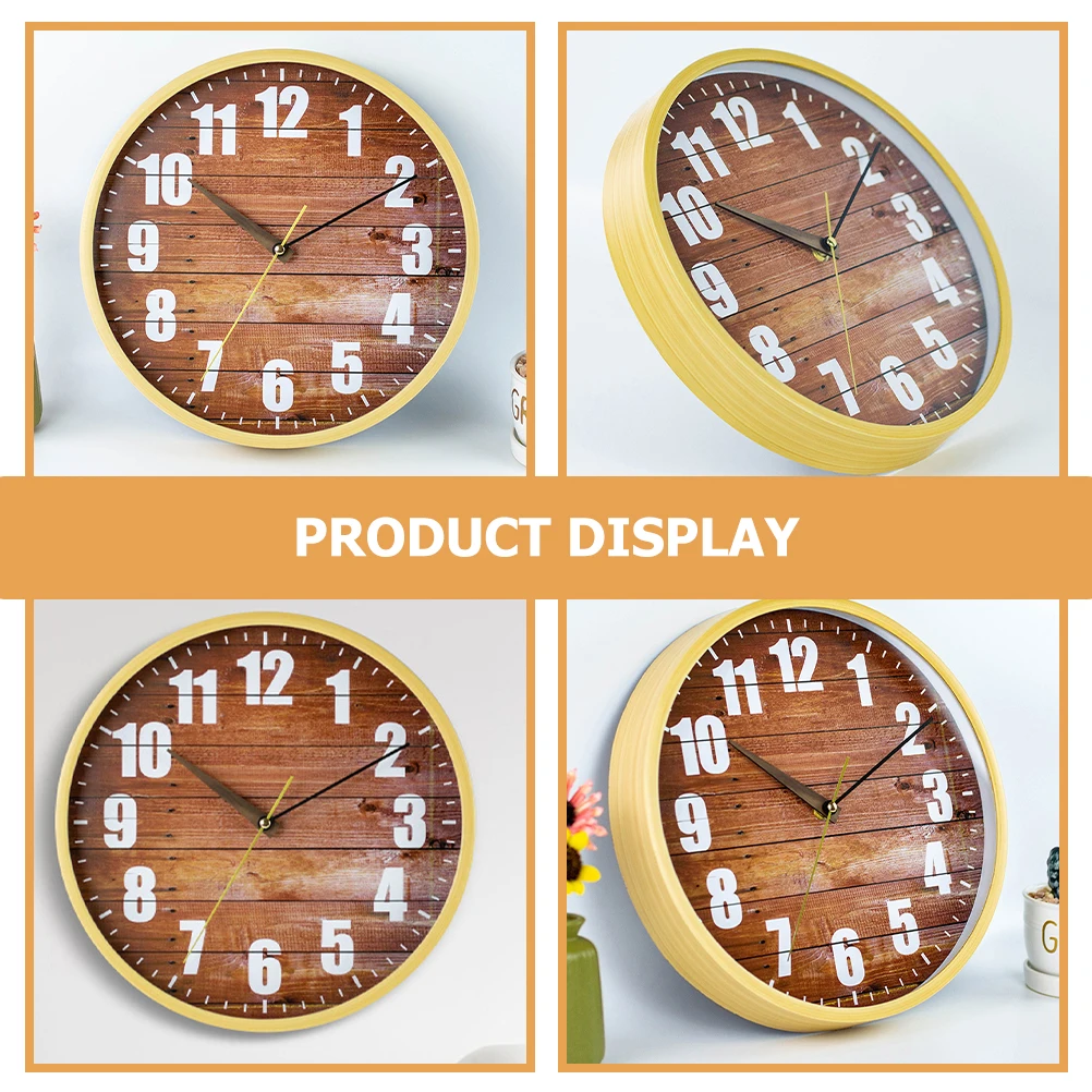 

Rustic Wooden Board Round Wall Clock Silent Mute Office Home Decor Large Vintage Bedroom Living Room Hotel School for Decoration