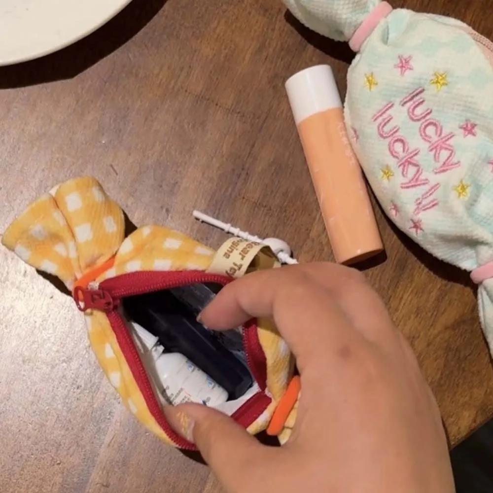 الأدبية الحلو الحلوى تصميم محفظة نسائية للعملات المعدنية مكافحة خسر ستار أحمر الشفاه سماعة حقيبة قماش قلادة الإبداعية حزمة صغيرة جيب النساء