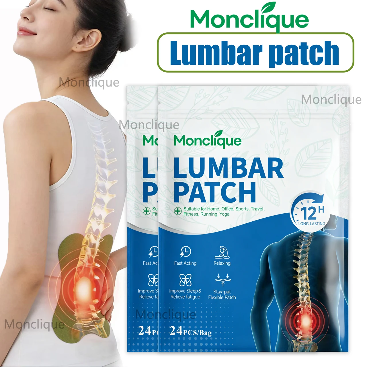 24-72PCS Lumbar Patch Waist Breathable Paste Spine Support Bandage Skin-friendly Back Relaxation Care Anti-fatigue