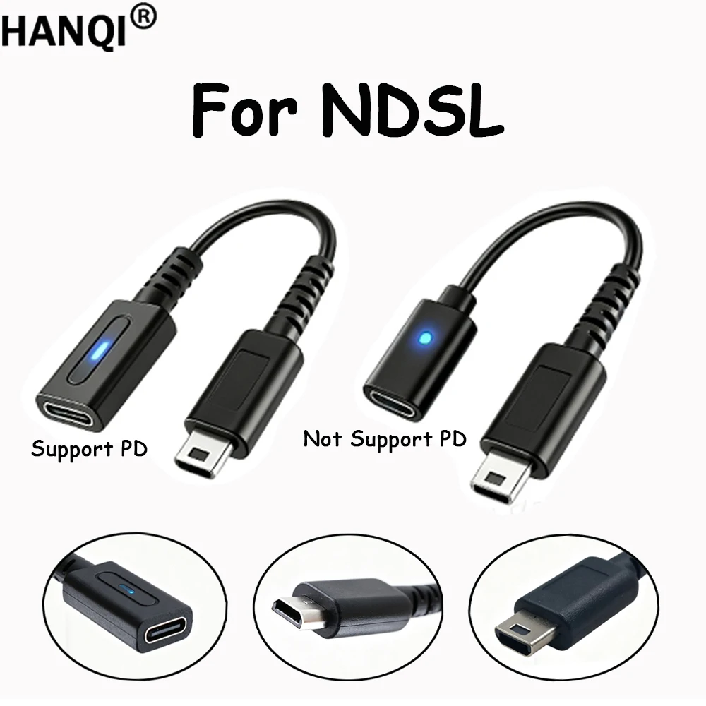 1Pcs USB-C PD & Non-PD Charging Cable for NDSL Console Game Controller Type C Power Supply Cord