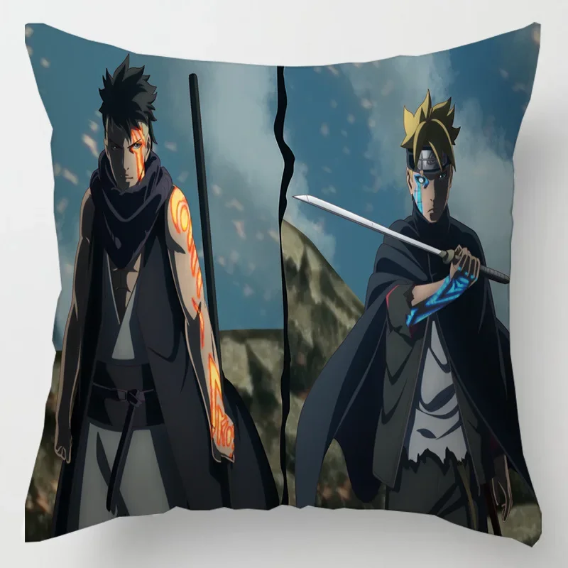 45CM Anime Uzumaki Uchiha Sasuke Kakashi Printed Pillowcase Living Room Sofa Car Decoration Pillow Cases Cushion Cover