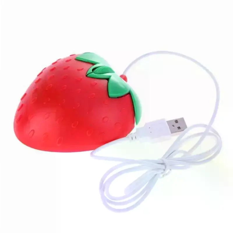 1Pcs USB Optical Mice 3D Mini Cute Cartoon Strawberry Wired Mouse For Laptop PC Gamer Girl Computer Strawberry Mouse Gaming
