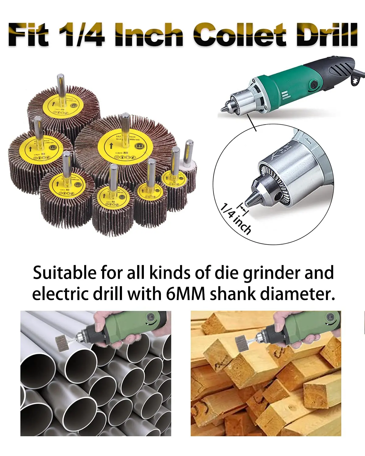 Set Sander Roda Flap, Roda Flap Aluminium Oksida Rocaris 80 Grit Roda Pengamplasan Bentuk Silinder, 8 Ukuran