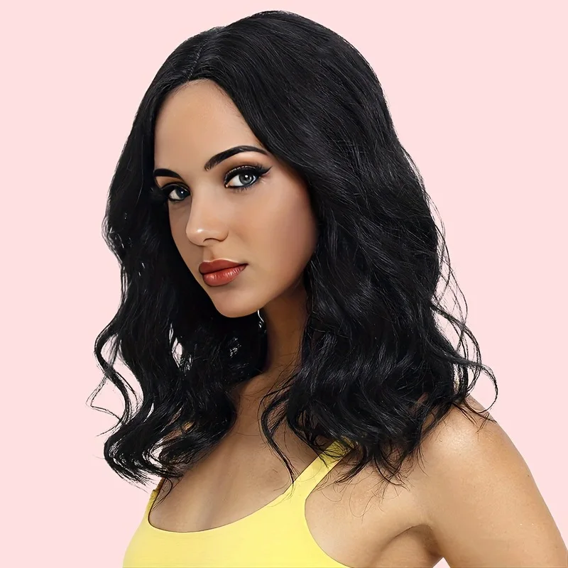 Fashionable Middle-Parted Bangs, Medium-Long Curly Hair Women'S Wig, Outdoor Travel Daily Wear Simulation Synthetic Wig