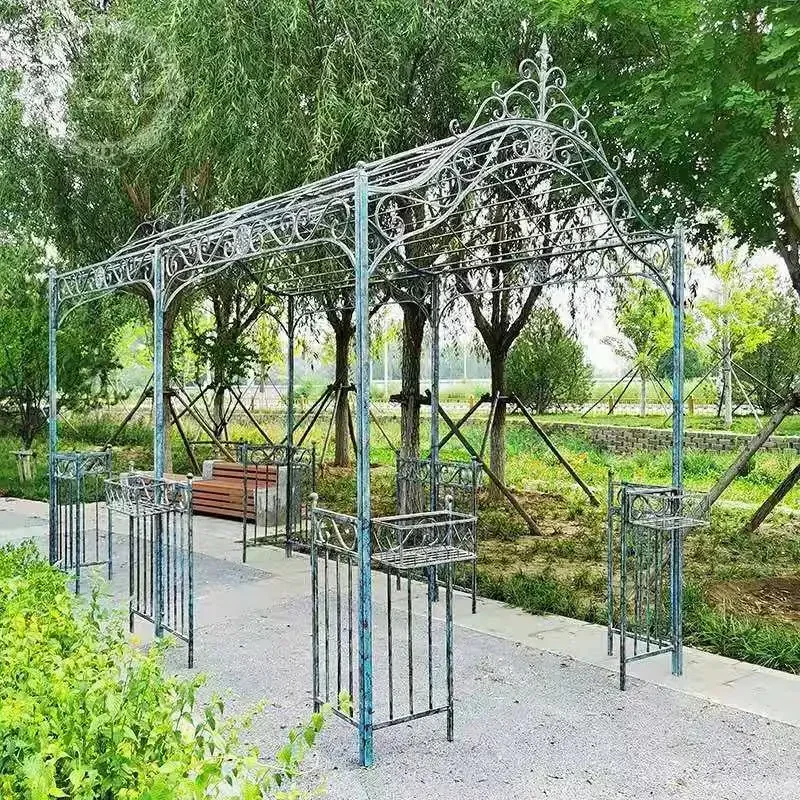 European retro old wrought iron outdoor rust-proof courtyard gazebo arch plant climbing vine frame garden flower stand