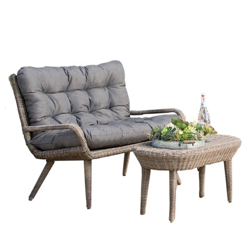 Sofa courtyard villa living room imitation rattan sofa table and chair combination modern sofa