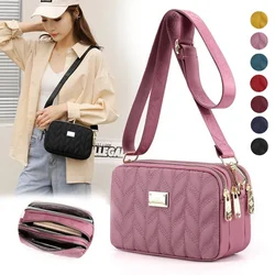 Feminino pequeno multi bolso cor sólida impermeável náilon messenger bag ombro cross-corpo bolsa telefone