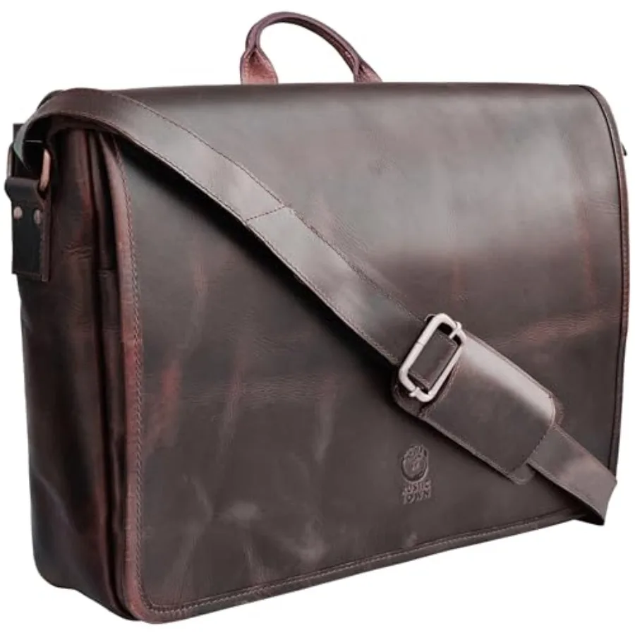

Leather Messenger Bag for Men 14" Leather Laptop Bag Vintage Crossbody Office Satchel Travel Shoulder Bag