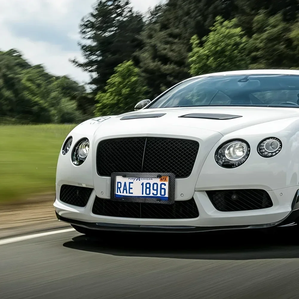 High-Quality Carbon Fiber Textured Universal US/CA Standard Size License Plate Frame Covers - Car Accessories
