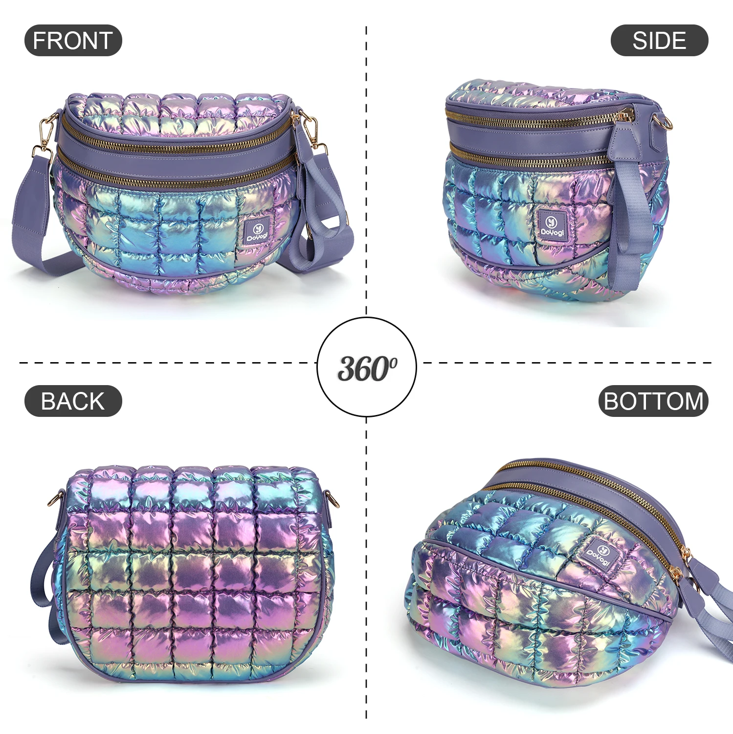 Quilted Women'S Puff-Style Crossbody Bag Large Capacity Elegant Nylon, Ideal for Birthday Gifts, Valentine'S Day Gift Diaper Bag