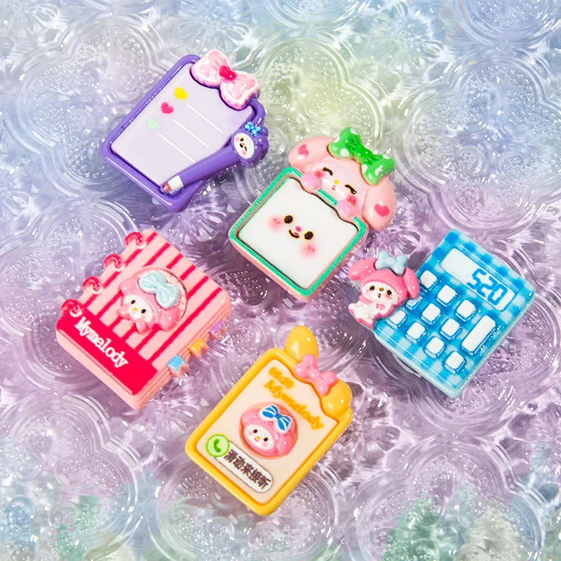 10Pcs Kawaii MyMelody Notebook Stationery Series Flatback Resin Miniatures Cartoon Crafts Phone Shell Patch DIY Hair Accessories