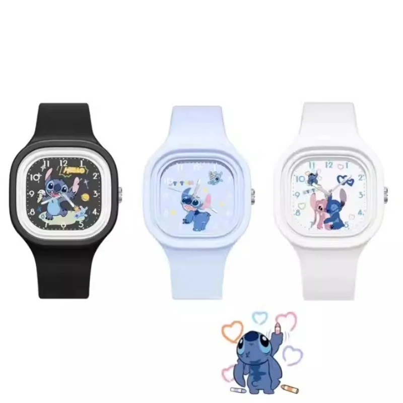 Kawaii Anime MINISO Disney Watch  Lilo & Stitch Children Watchs Sports Silicone Watch Cartoon Mickey Minnie Watch Kids Toy Gifts