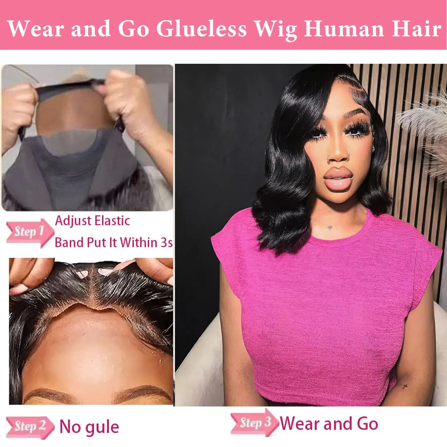 قصيرة بوب غلويليس الجسم موجة خصلات الشعر المستعار الإنسان 5X5 HD شفاف الدانتيل أمامي 100% باروكة من شعر طبيعي حقيقي خصلات الشعر المستعار الإنسان الطبيعي #5